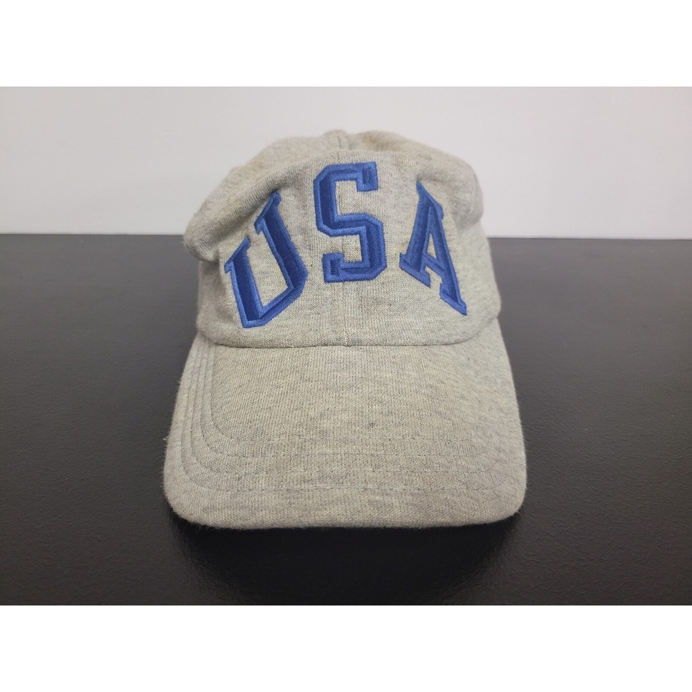 Vtg Ralph Lauren Hat Cap Mens Strap Back Grey Fleece Polo Sport Stadium USA Made